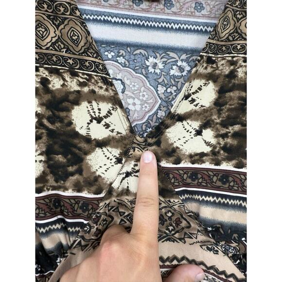 Susan Lawrence Babydoll Style Belle Sleeve Patterned Top Womens Large - Picture 2 of 9